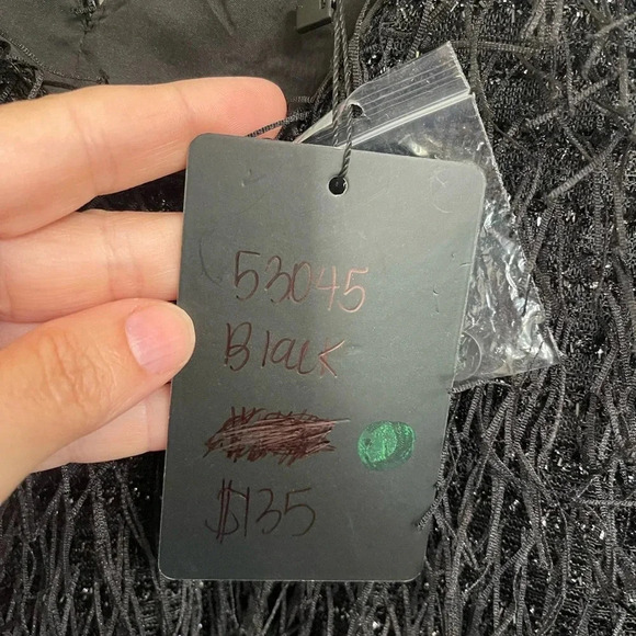 Joh Apparel Winna Sparkling Feathered Eyelash Dress NWT Size Small Black Fringe - Picture 6 of 10